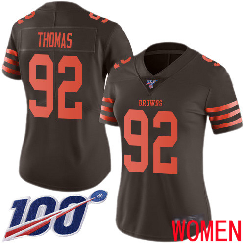 Cleveland Browns Chad Thomas Women Brown Limited Jersey 92 NFL Football 100th Season Rush Vapor Untouchable